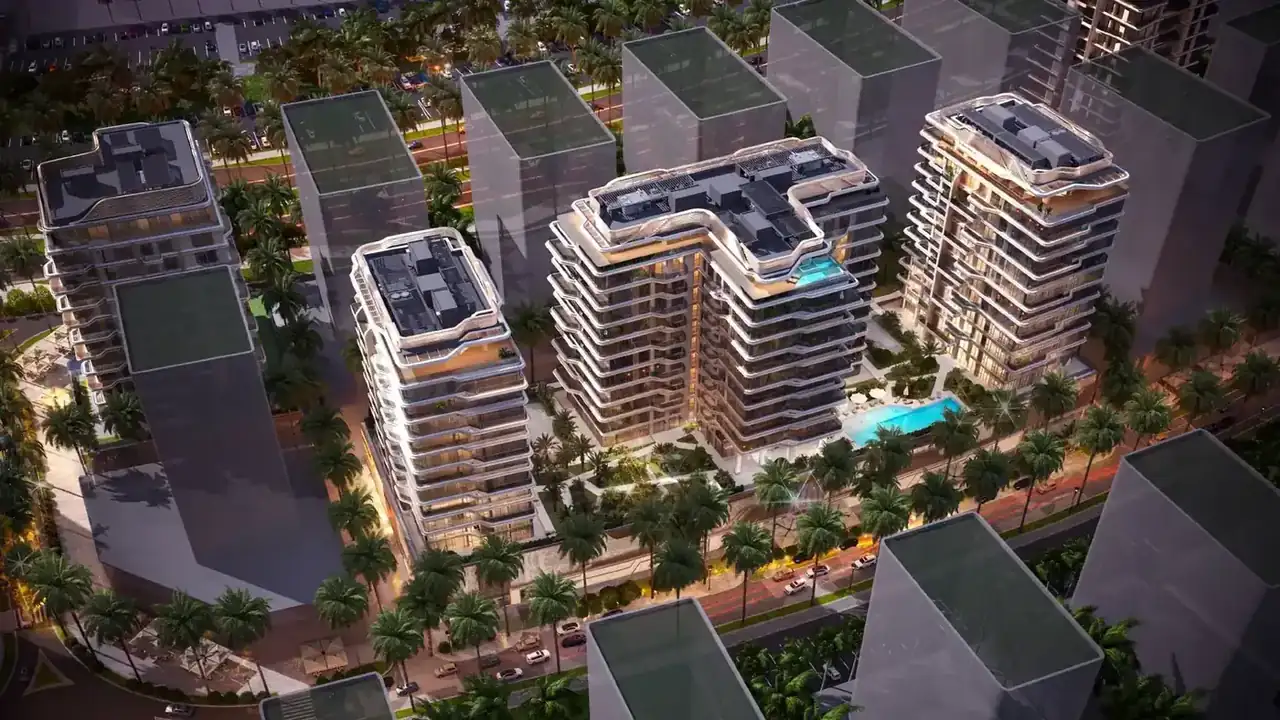 Aerial view of the three towers